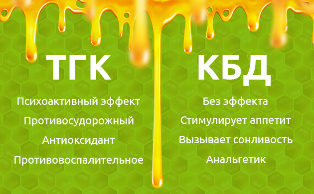 Сравнение эффектов ТГК и КБД