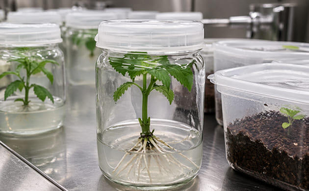 Развитие корней каннабиса in vitro на ауксиновой среде