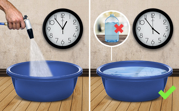 Несколько часовое отстаивание воды в тазу