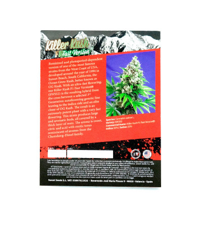 Семена сорта Killer Kush F1 Fast Version fem (Sweet Seeds)